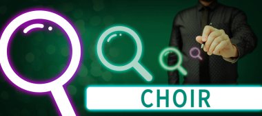 Kavramsal altyazı Korosu, koro şarkıları söylemek için organize olmuş bir grup için kelime.