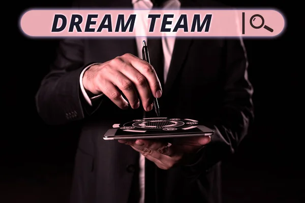 Text Rukopisu Dream Team Business Overview Preferovaná Jednotka Nebo Skupina — Stock fotografie