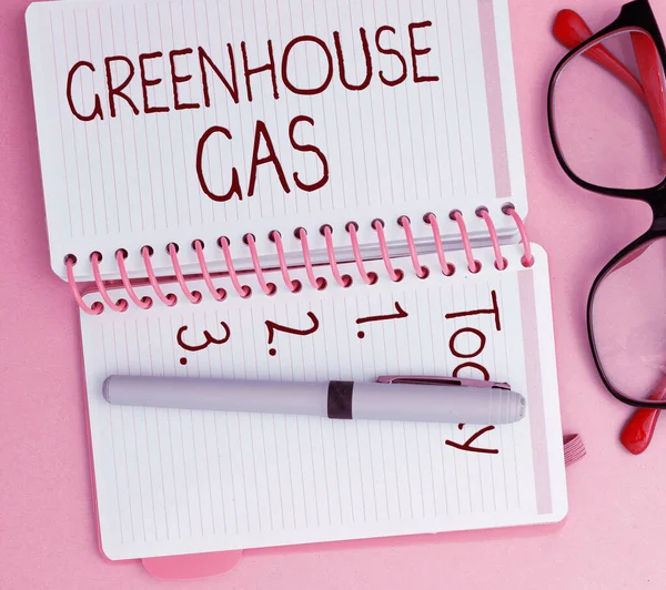 Handwriting Text Greenhouse Gas Business Overview Carbon Dioxide Contribute Greenhouse — Foto de Stock