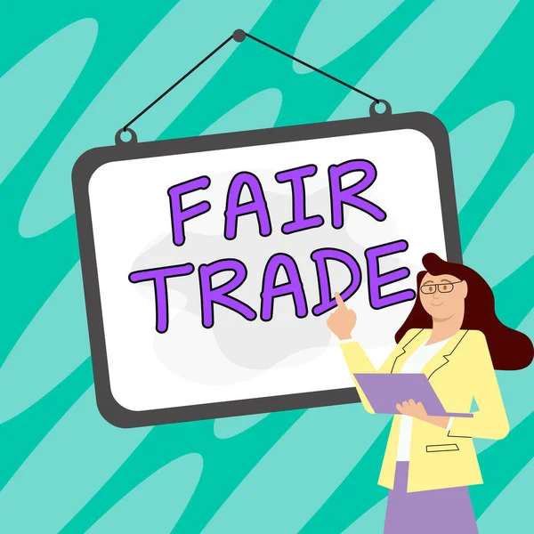 Inspiratie Uithangbord Fair Trade Business Showcase Kleine Verhoging Door Een — Stockfoto