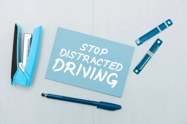 Handwriting Text Stop Distracted Driving Business Idea Asking Careful Wheel — Foto de Stock