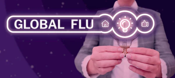 Writing Displaying Text Global Flu Word Written Common Communicable Illness — Stock Photo, Image