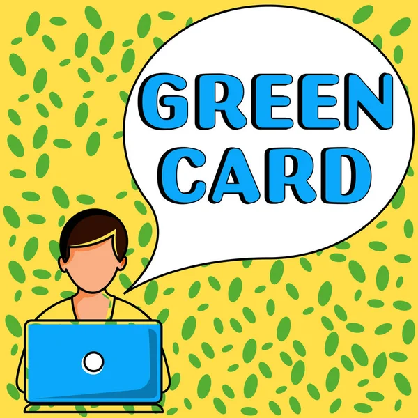 Написання Тексту Green Card Word Permission Дозволяє Іноземному Громадянину Постійно — стокове фото