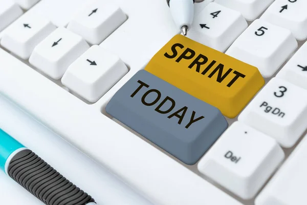 Escribir Mostrando Texto Sprint Concepto Internet Para Moverse Velocidad Máxima — Foto de Stock