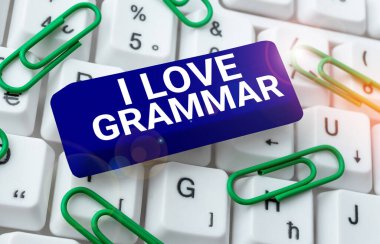 Text showing inspiration I Love Grammar, Conceptual photo act of admiring system and structure of language