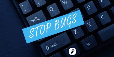 Text caption presenting Stop Bugs, Business showcase Get rid an insect or similar small creature that sucks blood
