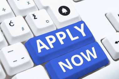 Text showing inspiration Apply Now, Business idea urging everybody to send an application letter to join the membership