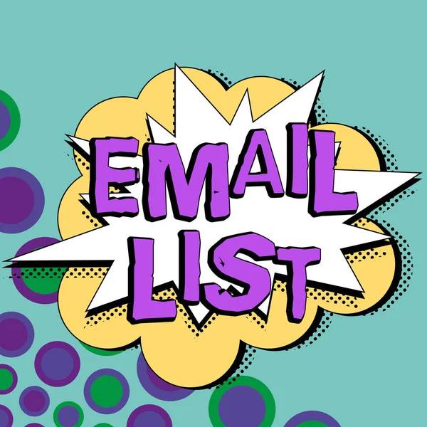Tekst Inspirujący Email List Pomysł Biznes Kontakty Informacje Wysyłania Elektronicznego — Zdjęcie stockowe