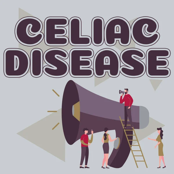 Fogalmi Felirat Celiac Betegség Fogalom Jelentése Vékonybél Túlérzékeny Glutén Emésztési — Stock Fotó