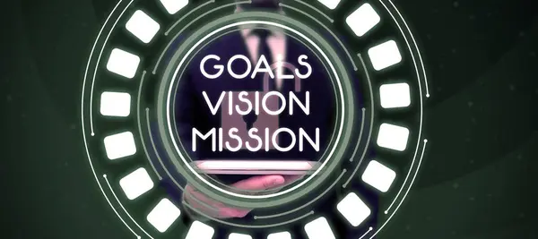 Handschrift Text Ziele Vision Mission Geschäftskonzept Praktischen Planungsprozess Verwendet Community — Stockfoto