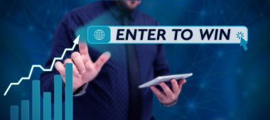 İlham kaynağı gösteren metin Kazanmak, İnternet Konsepti ödül ya da kazanma şansı karşılığında bir şey takas ediyor