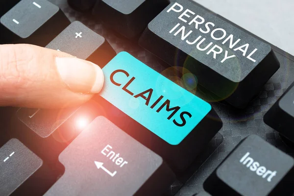 Text caption presenting Personal Injury Claims, Word Written on being hurt or injured inside work environment