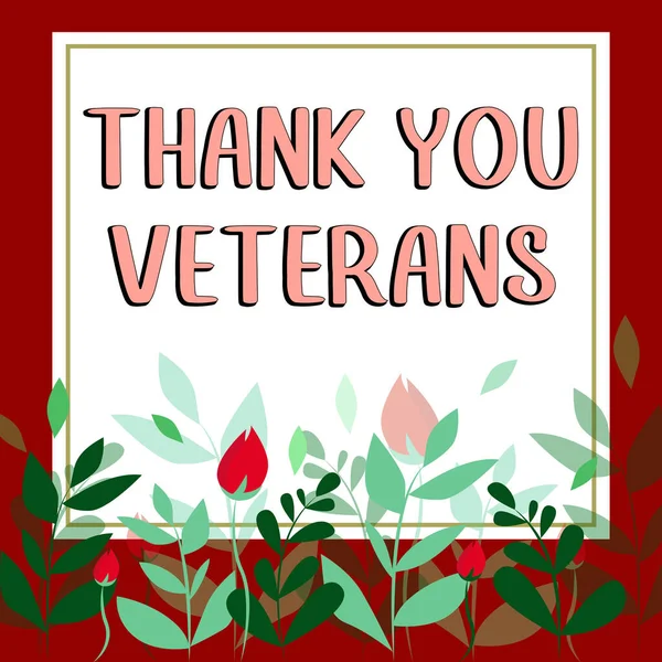 Conceptual caption Thank You Veterans, Word for Expression of Gratitude Greetings of Appreciation