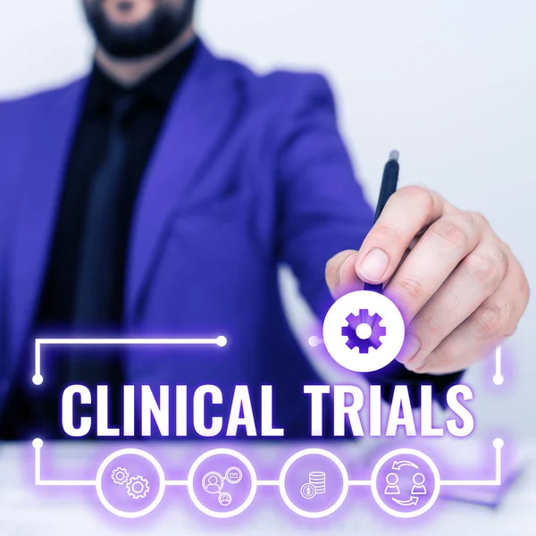 Writing Displaying Text Clinical Trials Business Approach Research Investigation New — Stock Photo, Image