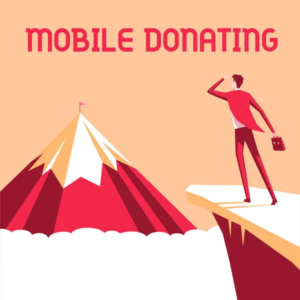 Signe Écriture Mobile Donation Idée Entreprise Pour Donner Quelque Chose — Photo