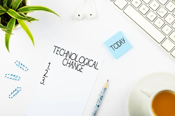 Text Caption Presenting Technological Change Business Overview Increase Efficiency Product — Foto Stock