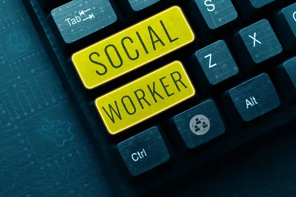 Inspiración Mostrando Signo Trabajador Social Enfoque Empresarial Asistencia Personas Del —  Fotos de Stock