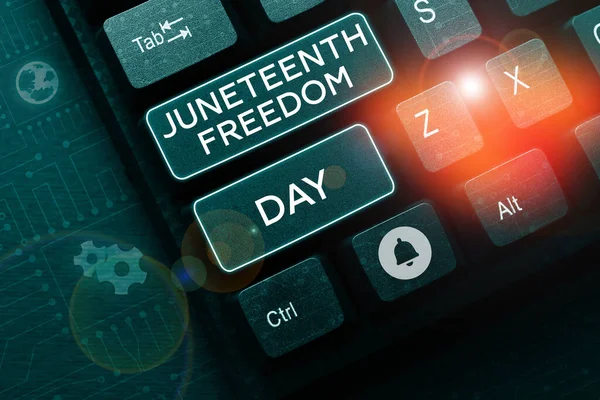 Texto Escritura Juneteenth Freedom Day Palabra Para Fiesta Legal Los —  Fotos de Stock