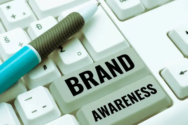 Text Caption Presenting Brand Awareness Word Name Identifies One Seller — 스톡 사진