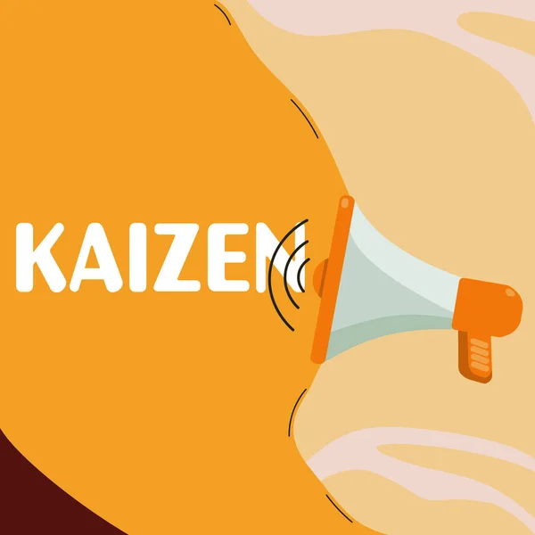 Texto Que Presenta Kaizen Word Japanese Business Philosophy Improvement Working — Foto de Stock