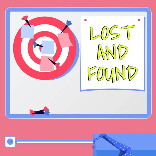 Bildunterschrift Lost Found Konzept Bedeutet Ort Dem Man Vergessene Dinge — Stockfoto
