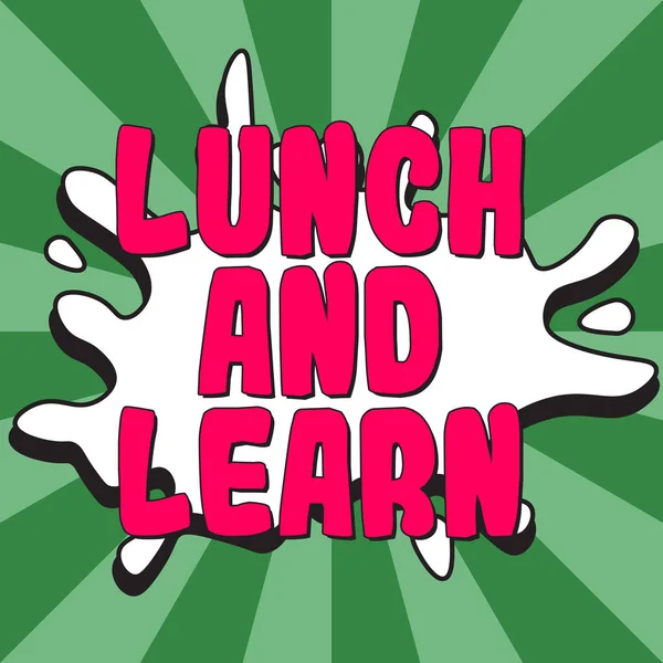 Inspirace Ukazující Znamení Oběd Učit Internet Koncepce Mají Jídlo Studovat — Stock fotografie