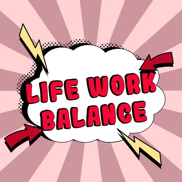 Sinal Que Mostra Equilíbrio Trabalho Vida Necessidades Pessoa Estabilidade Conceito — Fotografia de Stock