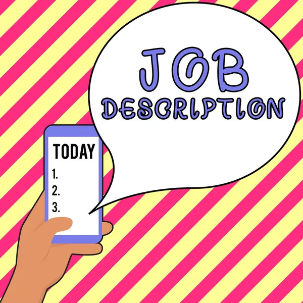 Zeichenanzeige Jobbeschreibung Internetkonzept Ein Dokument Das Die Verantwortlichkeiten Einer Position — Stockfoto