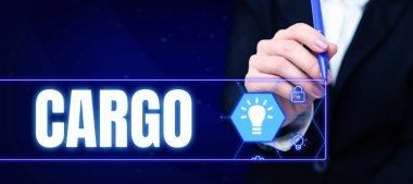 Conceptual caption Cargo, Business concept The goods Merchandise conveyed in a ship airplane and vehicle