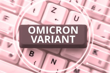 Yeni bir koronavirüsün neden olduğu hafif ve şiddetli solunum hastalığının kavramsal fotoğrafı olan Omicron Sapması 'nı gösteren ilham.