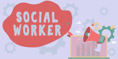 Yetersiz veya gelirsiz devlet insanlarından kavramsal görüntüleme sosyal hizmet ve iş fikri yardımı