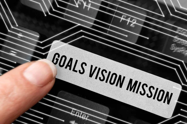 Hand Writing Sign Goals Vision Mission Business Overview Actual Planning — 스톡 사진