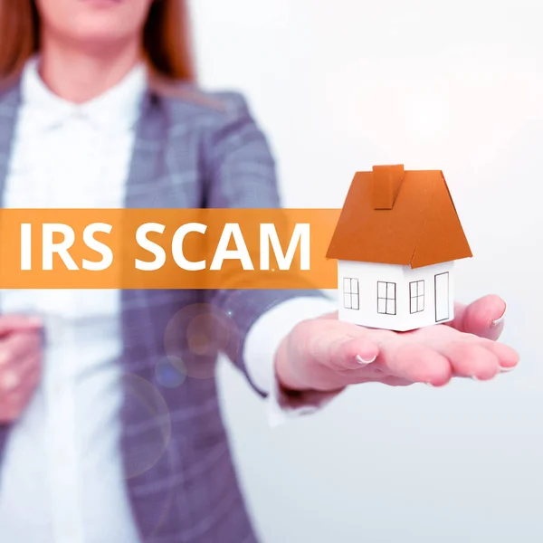 Text Caption Presenting Irs Scam Business Showcase Targeted Taxpayers Pretending — Fotografia de Stock
