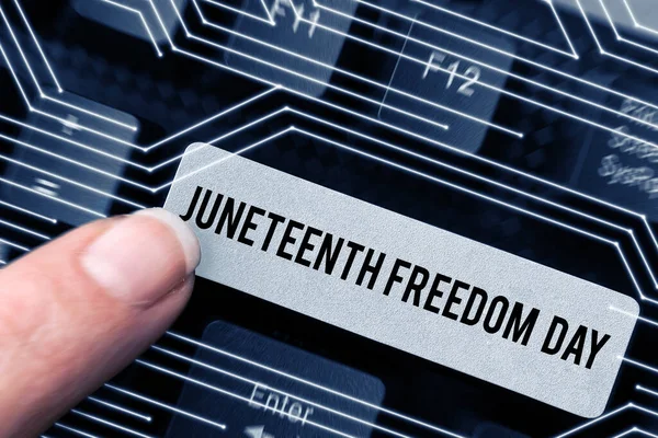 텍스트 자유의 Juneteenth Freedom Day 폐지를 기념하여 미국에서 합법적 — 스톡 사진