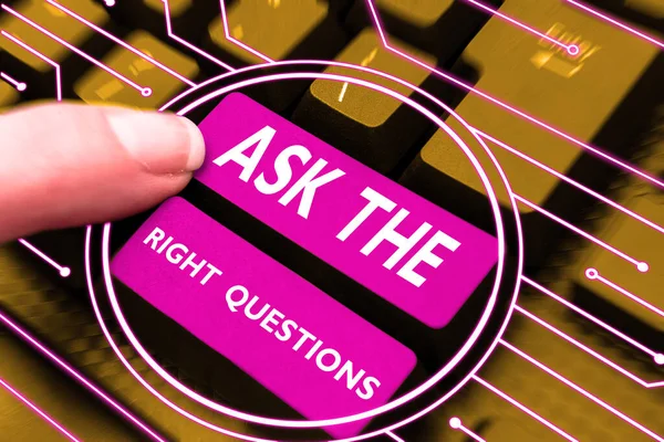 Text Caption Presenting Ask Right Questions Word Written Look Professional — Stockfoto
