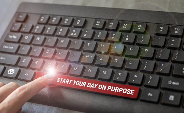 Sign Displaying Start Your Day Purpose Internet Concept Have Clean — Zdjęcie stockowe