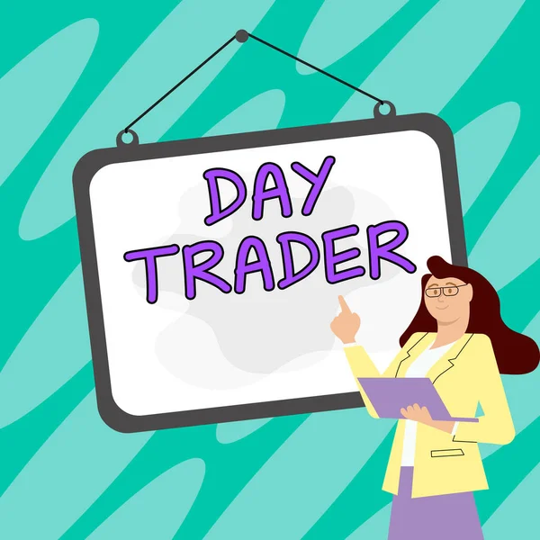 Hand Writing Sign Day Trader Business Idea Person Buy Sell — Zdjęcie stockowe