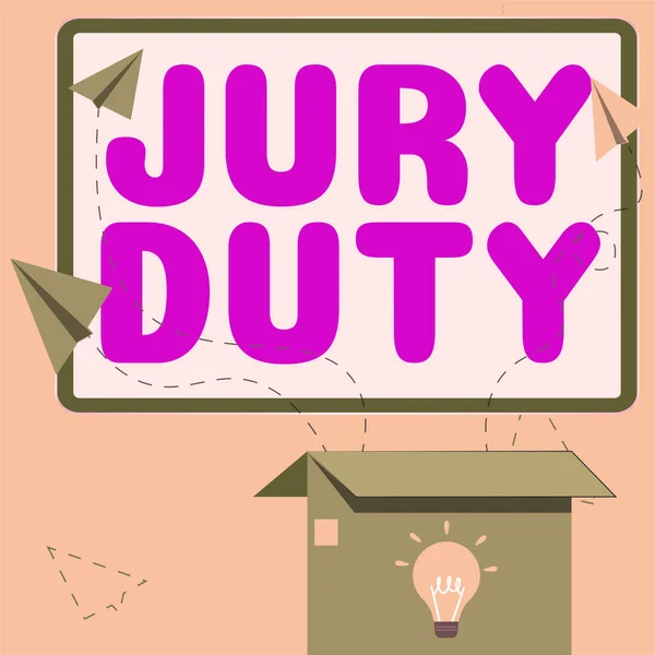 Inspiration Showing Sign Jury Duty Word Written Obligation Period Acting — Fotografia de Stock