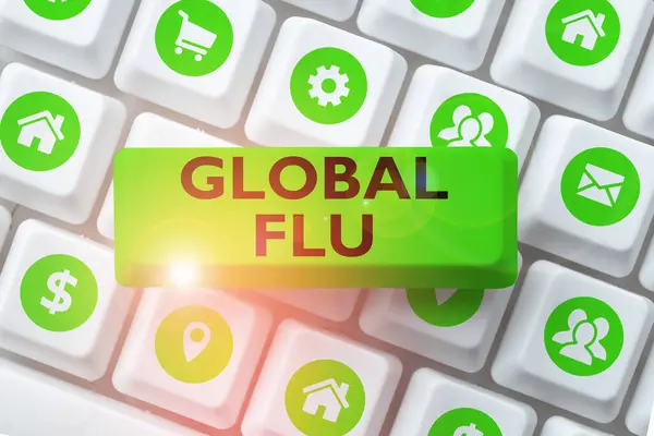 Text Sign Showing Global Flu Concept Meaning Common Communicable Illness — Stock Photo, Image