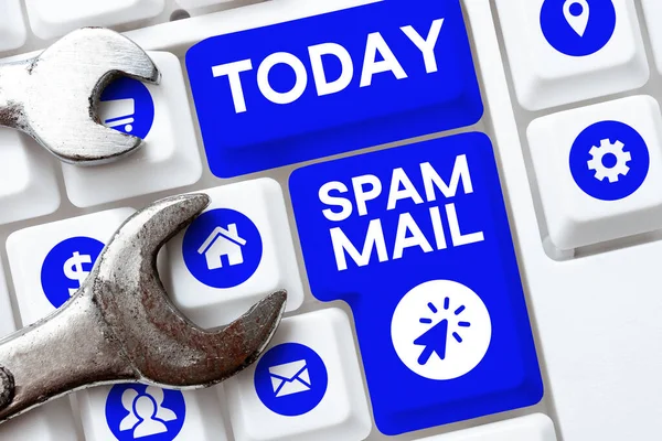 Inspiration showing sign Spam Mail, Business concept Intrusive advertising Inappropriate messages sent on the Internet