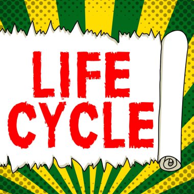 Text showing inspiration Life Cycle, Concept meaning the series of changes in the life of an organism and animals