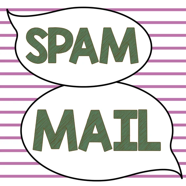Text caption presenting Spam Mail, Business showcase Intrusive advertising Inappropriate messages sent on the Internet