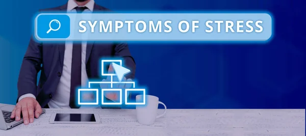 Inspiração Mostrando Sinal Sintomas Estresse Vitrine Negócios Servindo Como Sintoma — Fotografia de Stock