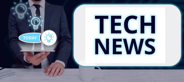 Text Caption Presenting Tech News Business Approach Newly Received Noteworthy — стоковое фото