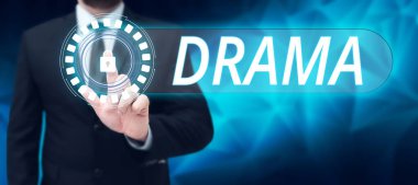 Text caption presenting Drama, Business concept a state, situation, or series of events involving interesting or intense conflict of forces