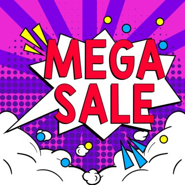 Mega Satış, Özel alışveriş anlaşmaları ve ağır indirimlerle dolu günün kelimesi.