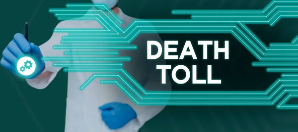 Conceptual Display Death Toll Word Number Deaths Resulting Particular Incident — Stock Photo, Image