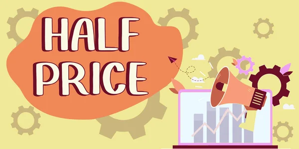 Εγγραφείτε Εμφανίζει Half Price Business Έννοια Μισή Από Συνήθη Τιμή — Φωτογραφία Αρχείου