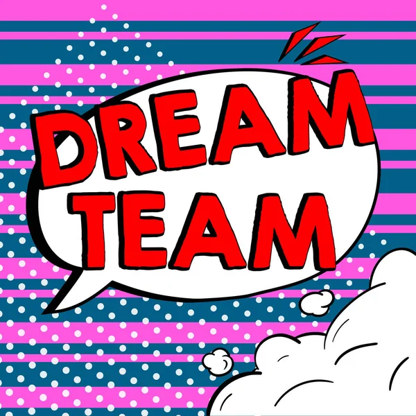 Didascalia Del Testo Che Presenta Dream Team Word Prefered Unit — Foto Stock