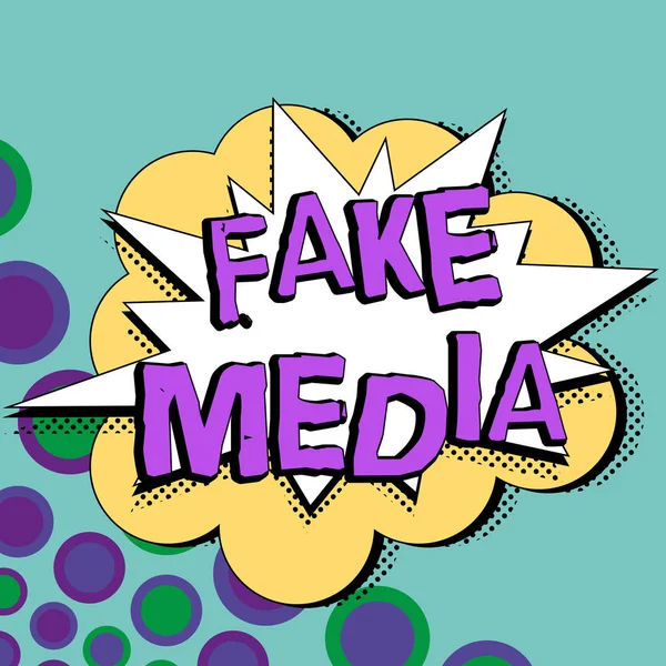 Textschild Mit Fake Media Konzeptfoto Eine Von Brodcastern Gehaltene Formation — Stockfoto